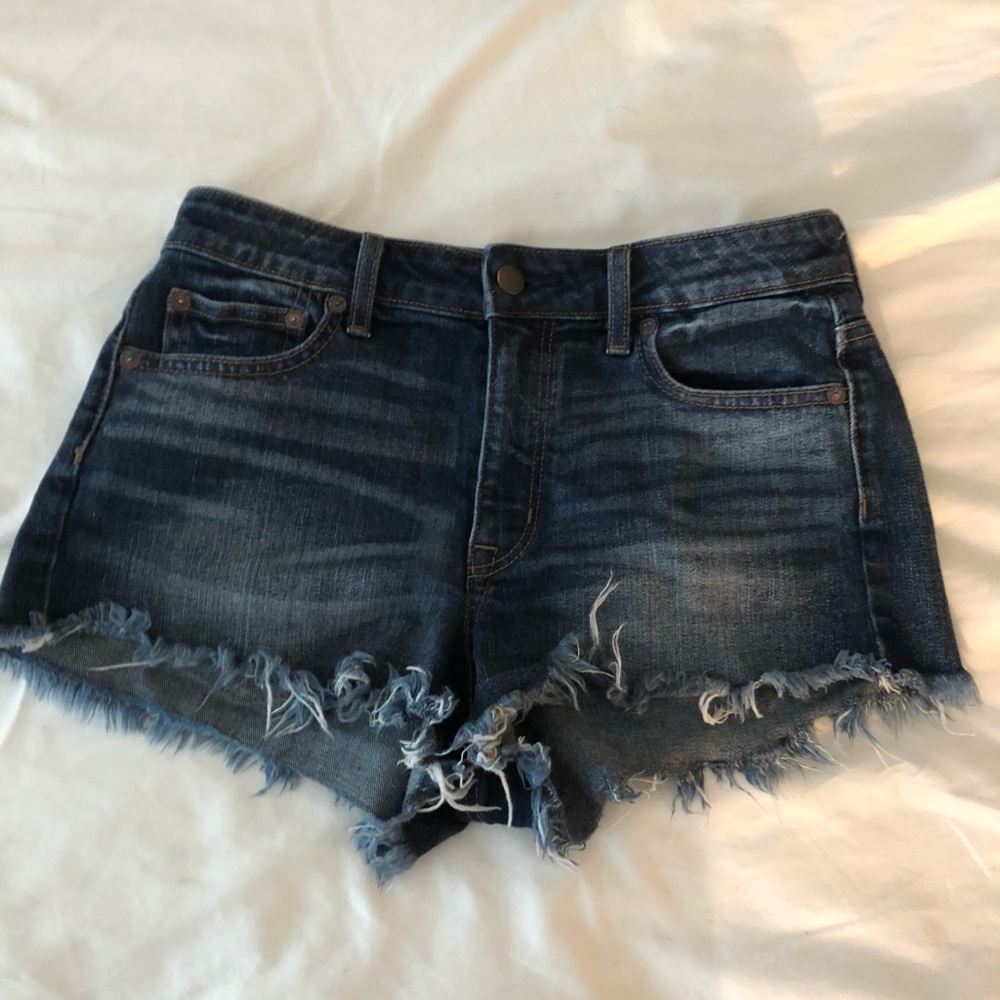 AE High Waisted dark wash cutoffs